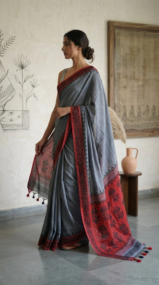 HandBlock Print Cotton Saree