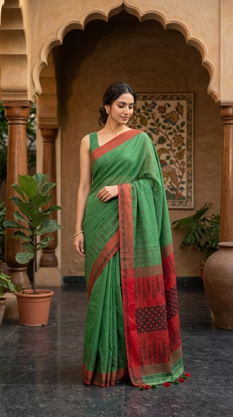 HandBlock Print Cotton Saree