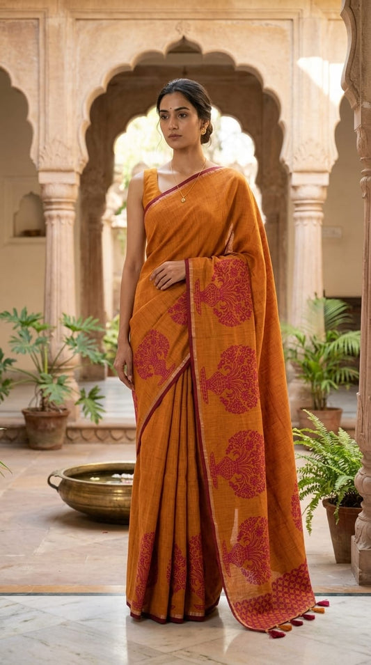HandBlock Print Cotton Saree