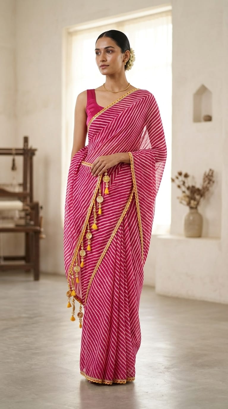 Georgette Leheriya Saree