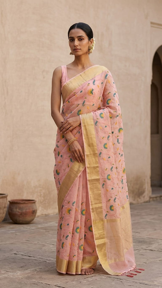 Organza Embroidery Saree
