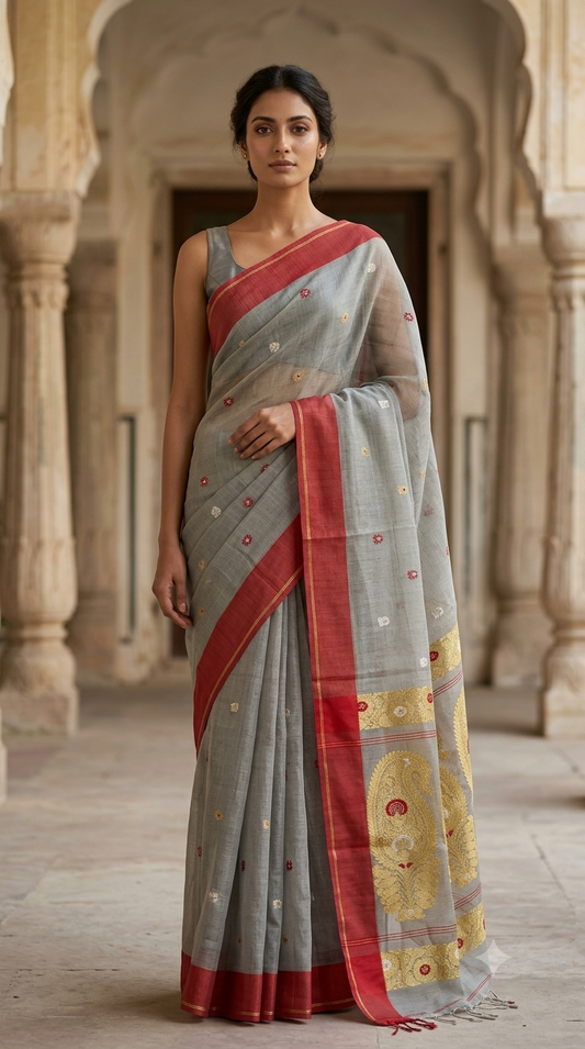 Handloom Linen Tissue Saree