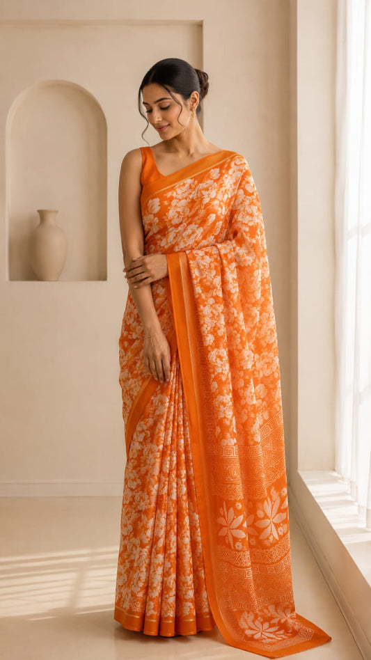 Digital Printed Georgette Saree