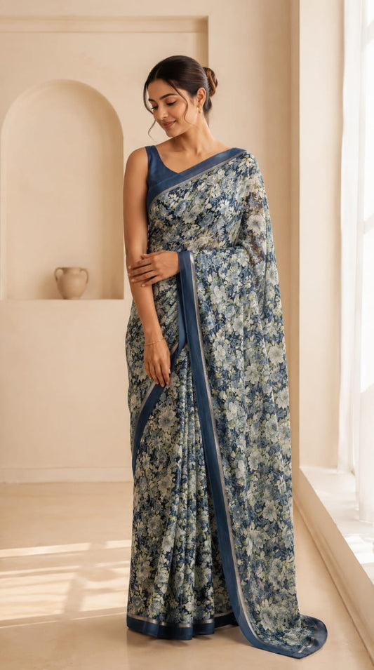 Digital Printed Georgette Saree