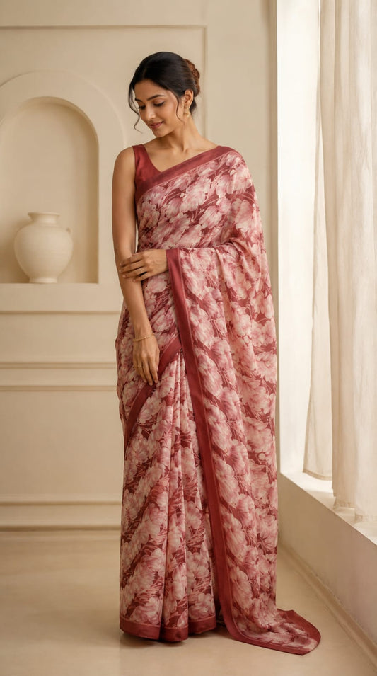 Digital Printed Georgette Saree