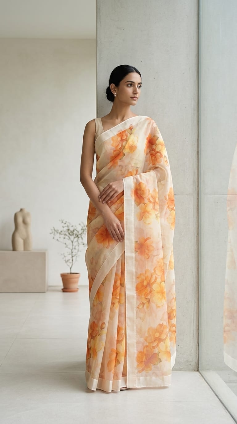 Digital Printed Georgette Saree