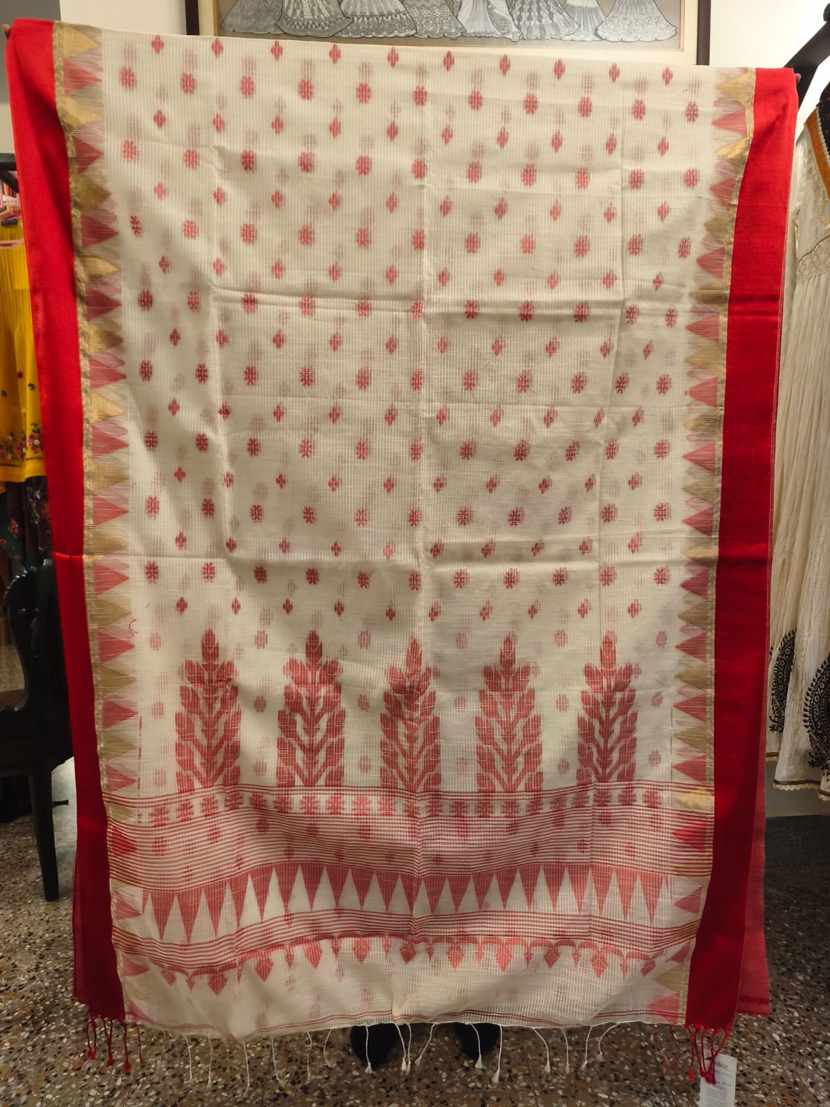 Bengal Handloom Cotton Laal Paar Saree