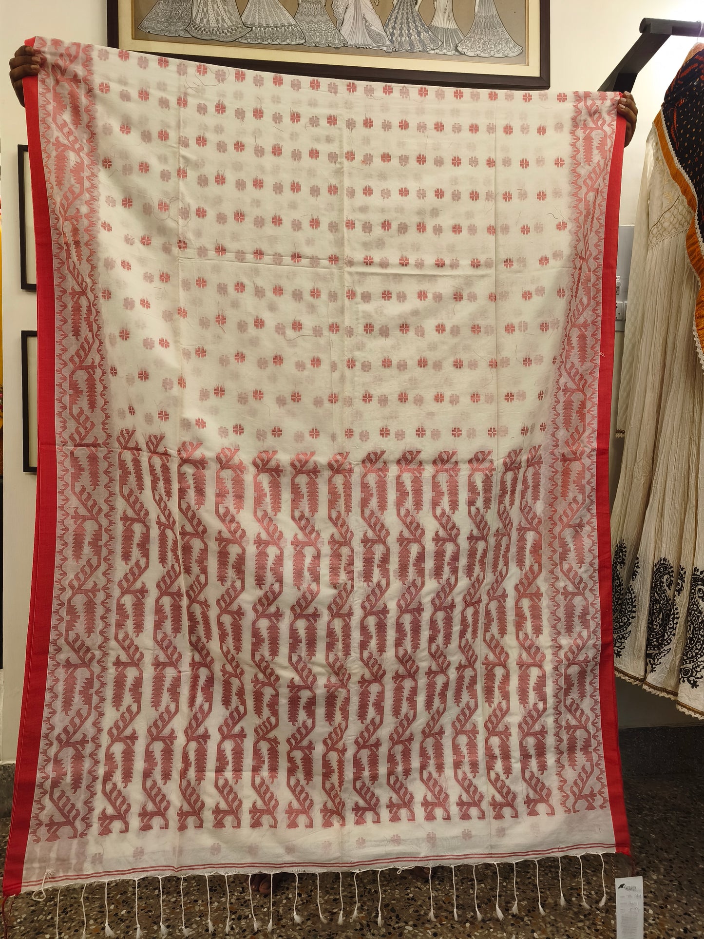 Bengal Cotton Laal Paar Saree