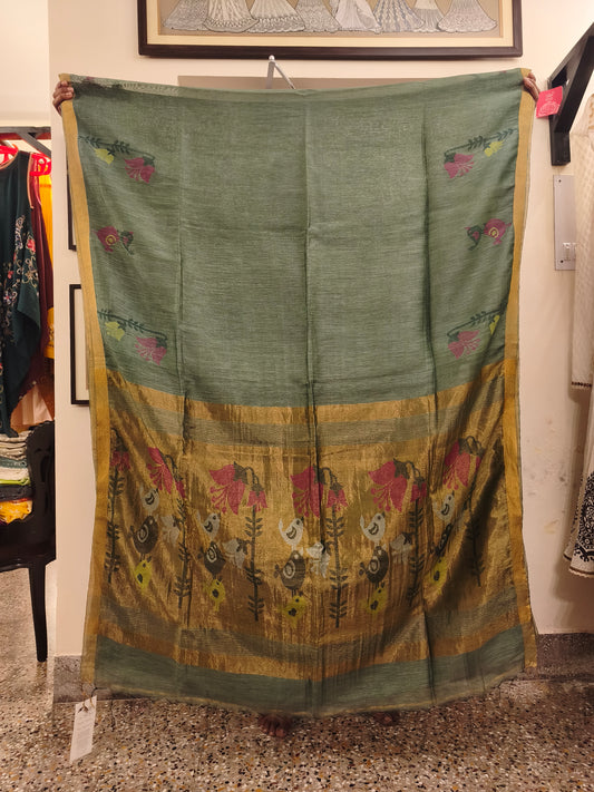 Handloom Linen Tissue Saree